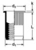 Picture of Rivet Nut 1/4-20 x 0.580 Countersunk Head w/ Serrations, Zinc Dichromate