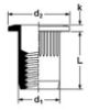 Picture of Rivet Nut 1/4-20 x 0.58 Flat Head w/ Serrations, Zinc Dichromate