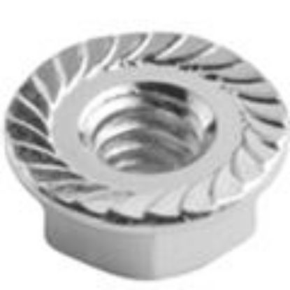 Picture of #6 - 32 Hex Locknut Serrated Flange Case Hardened Zinc CR+3